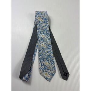 Stafford Floral Necktie‎ Blue White Yellow Flower Print Mens Fashion Tie